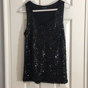 Black sequined tank top